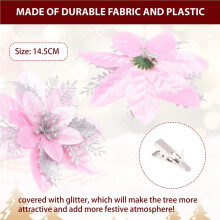 20PCS 14.5cm Glitter Artificial Christmas Flowers Merry Christmas Tree Decoration Happy New Year Ornaments Xmas,A