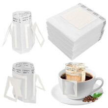 100 Einweg-Kaffeefilterbeutel mit Aufhängeösen, Einzelfilterpapier für Reisen, Camping, Zuhause und Büro
