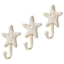 Lot de 3 Crochets Muraux en Fonte en Forme D'Étoile de Mer, Style Nautique et Côtier, pour Serviettes, Manteaux et Décoration