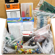 2110-Teiliges Elektronikbauteil-Set, Edition, Verschiedene Gängige Kondensatoren, Widerstände, LED-Platine, DIP-IC-Steckbrett