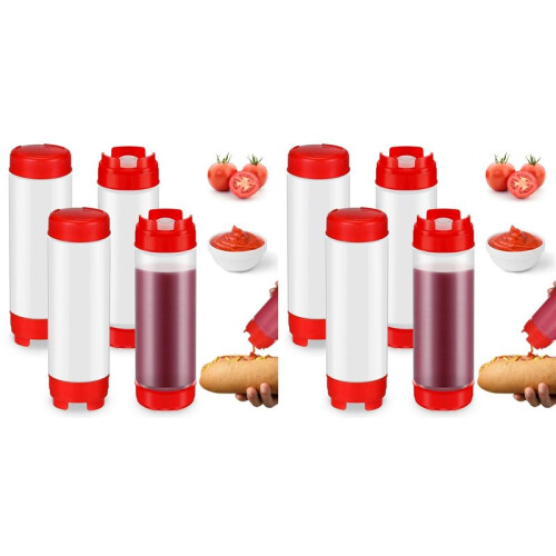 8Pcs Squeeze Bottles Refillable 20 Oz,Inverted Plastic Tip Large Valve Dispenser Condiment Squeeze Bottle