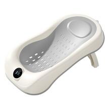Ergonomic Foldable Baby Tub with Temperature Sensing Non-Slip Backrest Design Infant Shower Mat