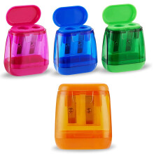 Pencil Sharpeners,12 Pcs Manual Pencil Sharpeners,Dual Holes Compact Colored Handheld Pencil Sharpeners with Lid