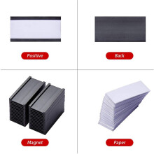300Pcs Magnetic Label Holders with Magnetic Data Card Holders with Clear Plastic Protectors for Metal Shelf (1 x 2 Inch)