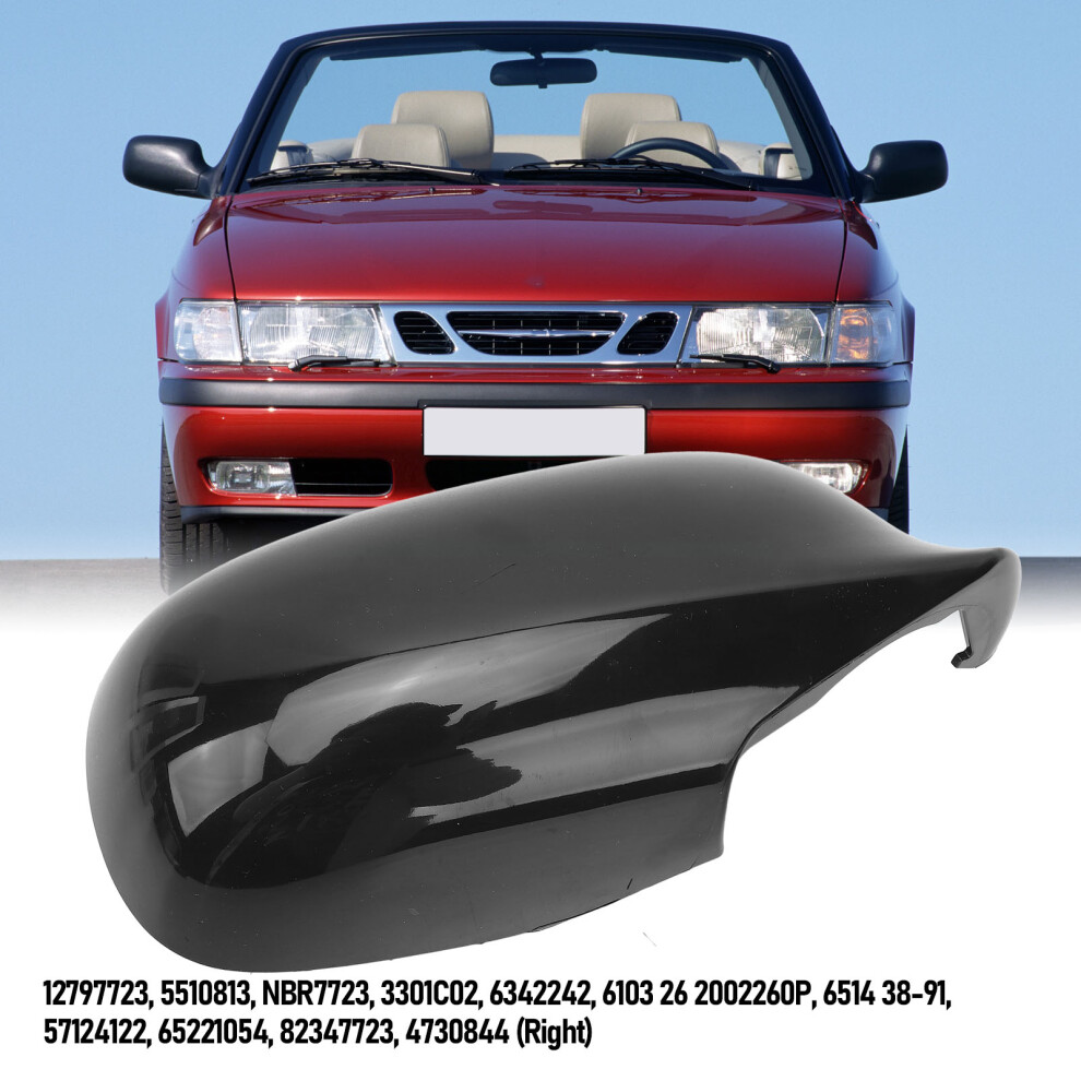 Glossy Door Mirror Cap Saab 9-3 9-5 Black 7293282962699