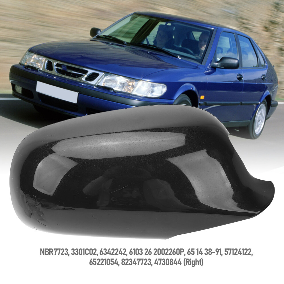 Glossy Door Mirror Cap Saab 9-3 9-5 Black 7293282954519