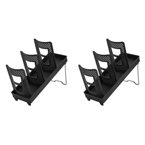 2pcs Cup Holder [Single Row] Household with Bracket Foldable Cup Holder Coffee Shop Cup Rack Black