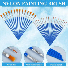 150Pcs Paint Brushes Palettes Set, Including 100Pcs Nylon Painting Brush and 50Pcs Round Plastic Paint Tray Palette