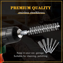 17Pcs Wire Brush Set, Wire Bore Brush for Drill Impact Driver in 14 Sizes with Industrial Wire Brushes