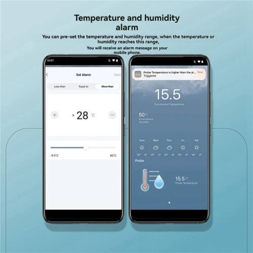Tuya  Home WiFi Temperature & Humidity Sensor with 1M External Probe App Remote Viewing Temperature Humidity Meter 1
