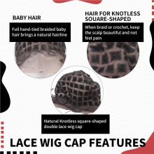 Braided Wig Cap -Double Full Lace Crochet Wig Cap with Baby Hair - Breathable Lace Cap for Black Women Glueless Braided
