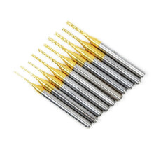 10 Pieces Titanium Coated Engraving Milling Cutter Carbide Bits, 0.8-3mm, 1/8inch Shank End Mill Sets for Rotary Tools