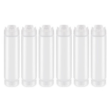 6 Pcs 16 Oz Inverted Plastic Squeeze Bottles, Refillable Tip Large Valve Dispenser Condiment Squeeze Bottle for Sauces