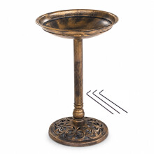 Oypla Traditional Ornamental Pedestal Garden Water Bird Bath (Bronze)