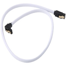 50CM 3.0 III SATA3 Cable de donnees a 7 broches SSD a angle droit 6Gb / s Cordon de donnees pour disque dur avec gaine en nylon (Blanc)