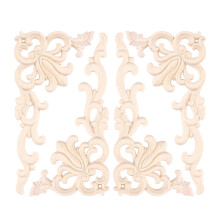 4Pcs European Floral Furniture Decorative Carved Applique Wood Modern Wall Frame Corner Door