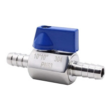 Válvula de Esfera de Aço Inoxidável 304, Válvula de Corte com Espiga de 10 mm, Torneira de Jardim com Junta de Pagode para Água, Gás, Óleo e