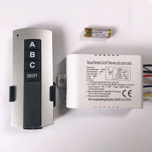 3 Way /OFF 220V Wireless Remote Control  for Lamp Light  Home Remote Control  Receiver Transmitter