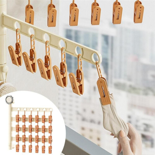 Multi-Functional Drying Rack Socks Underwear Laundry Storage Multi-Clip Wall-Mounted Artifact Balcony Folding Rack A 1