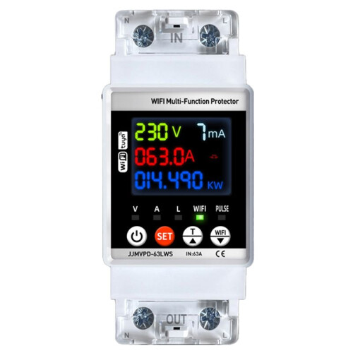 WiFi  Power Meter 63A Automatic Reclosing Protector Digital KWH Leakage Current Voltage Monitor Controller