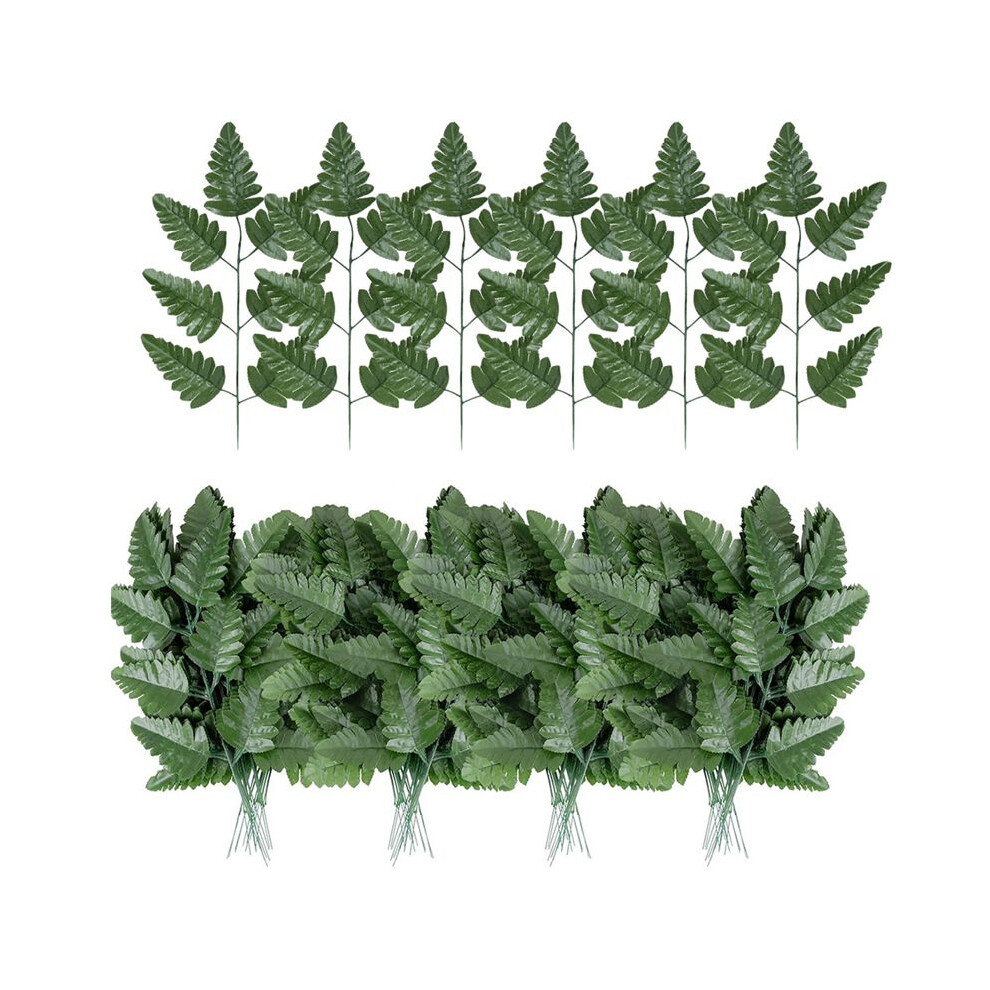 Artificial Leaf Fern - Artificial Fern Leaves Stem Faux Greenery Plant For Cemetery Grave Headstone Wedding 100Pcs 4711816943356