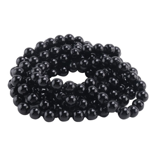 Collar Cadena del sueter larga de perla falsa de moda - negro