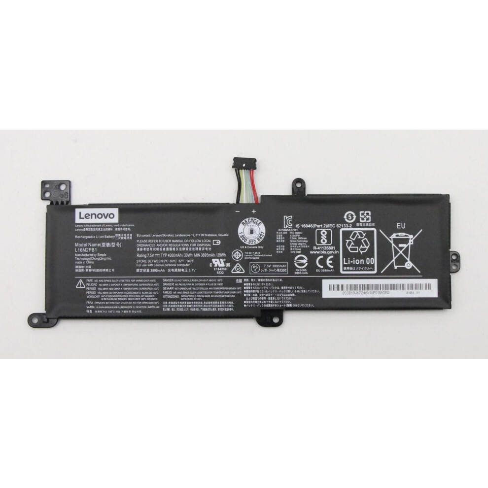 Lenovo Genuine 2-Cell Li-Ion Battery For Laptops 30Wh Capacity 7.5V Voltage Model L16m2pb1 Compatible.