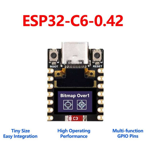 ESP32-C6  Development Board Stöder 2,4 GHz WiFi och  RISC-V Low Power med 0,42-Tums OLED-Skärm 1