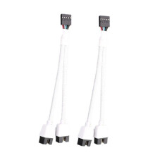 2 Piezas Placa Base de Computadora USB 2.0 de 9 Pines A Cable de Extensión Dual de 9 Pines y Cable de Extensión de Audio HD Divisor Blanca