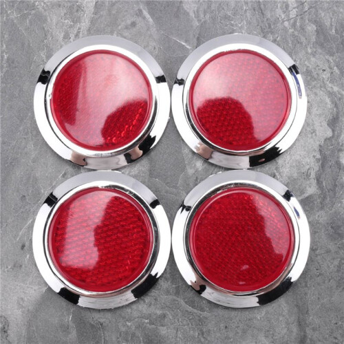 4 Pcs Auto Car Plastic Round Reflective Reflector Sticker Red 1