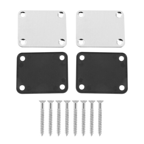 2 St Gitarr Metallhalsplattor med Plastmatta för Strat Tele Style Elektrisk Gitarrbyte, Krom