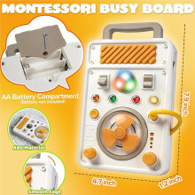 Montessori Toy Busy Board for 1-3 Year Old, LED Light Sensory Board Travel Toy for Toddlers