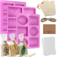 102 Pcs Soap Making Mold Kit - Pouch for Handmade Soaps, Jelly, Chocolate & Ice- Trays, DIY Wax Melts