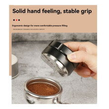 304StainlessSteel Espresso Powder Distributor Walnut Cover Coffee Leveler Adjustable Depth Espresso Hand Tampers Black,B