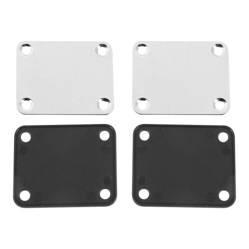 2 St Gitarr Metallhalsplattor med Plastmatta för Strat Tele Style Elektrisk Gitarrbyte, Krom 1