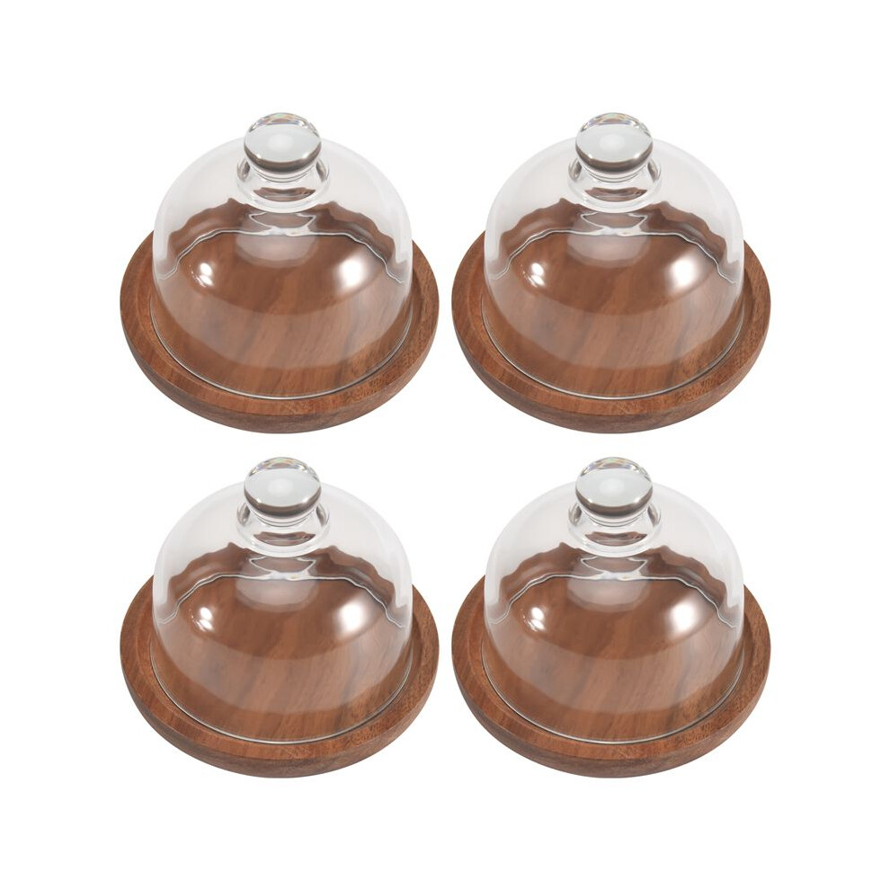Multifunctional Dessert Serving Stand Acacia Cake Dish With Dome Lid Platter Cake Plate For Home Hotels(4Pcs) 4713922716701