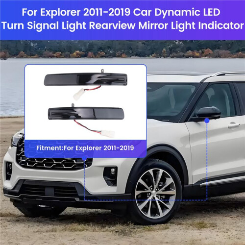 For  Explorer 2011-2019 Car Dynamic LED Turn Signal Light Rearview Mirror Light Indicator 2