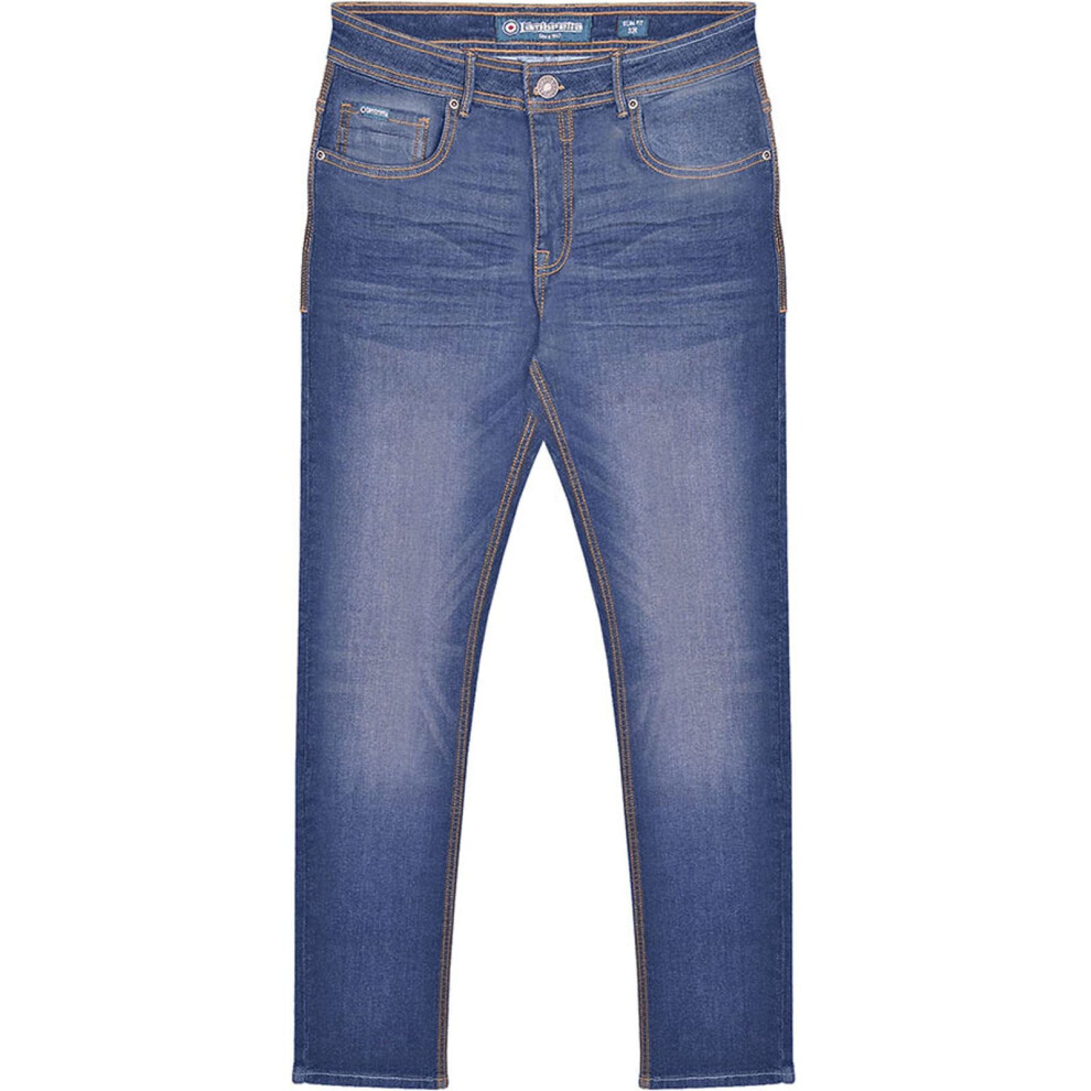 Lambretta (38L, Mid ) Mens Stafford Slim Jeans Blue
