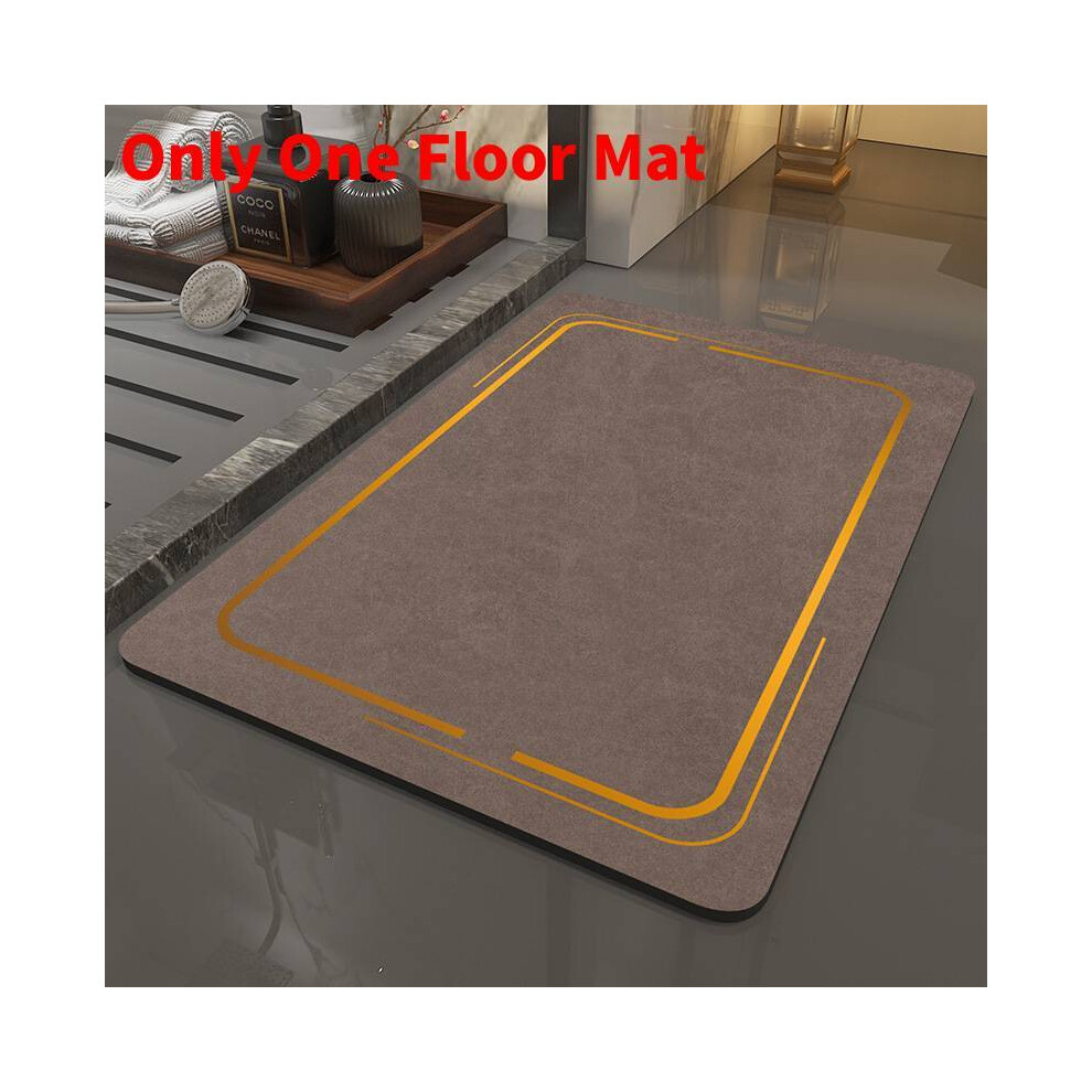 (Brown Gold, 50X80cm) Diatom Silicone Bath Mat Bathmat Absorbent Mat Absorption Comfort Bathroom For 698259615665