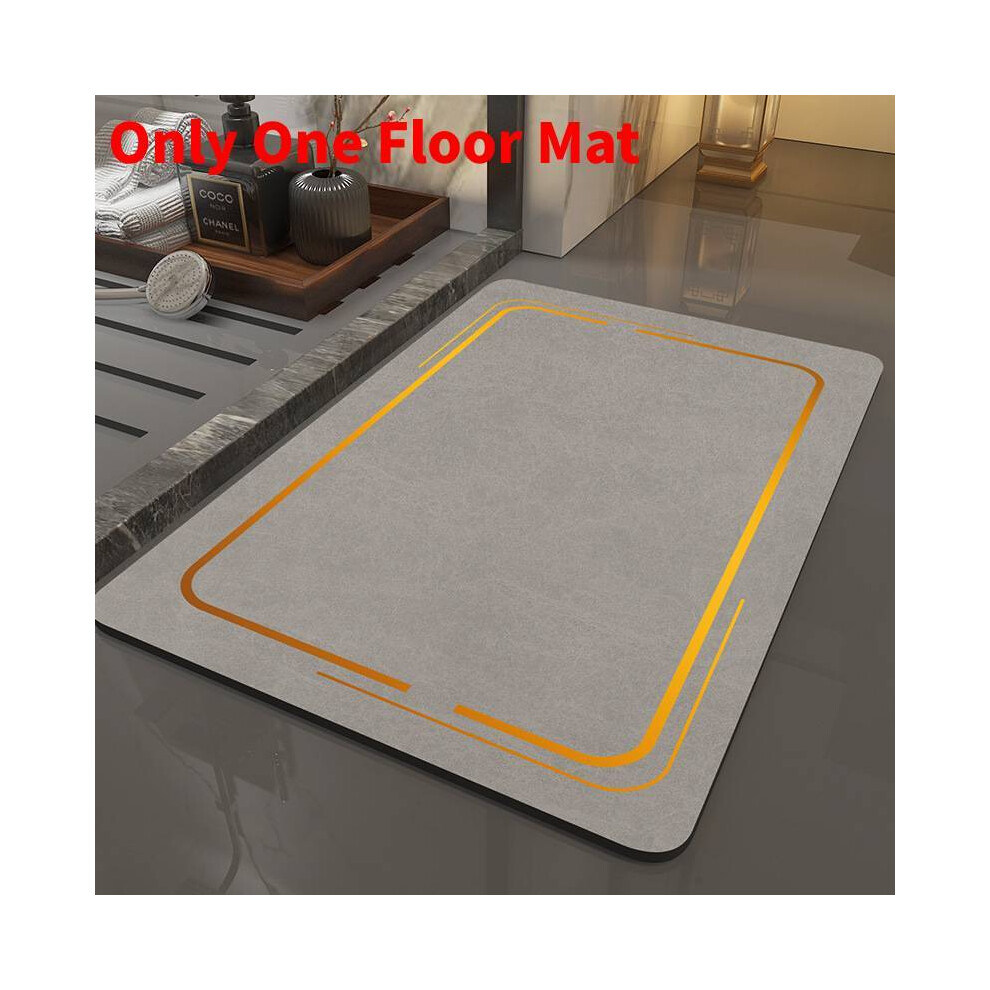 (Grey Gold, 50X80cm) Diatom Silicone Bath Mat Bathmat Absorbent Mat Absorption Comfort Bathroom For 696678961325