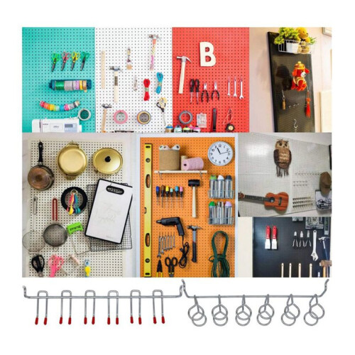 114 Pcs Peg Board Hooks Assortment with Metal Hooks Sets, Hole Plate Bins, Peg Locks for Organizing Storage System Tools 2