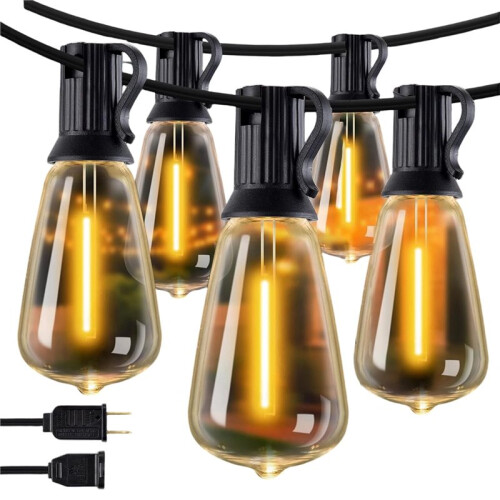 Solar String Lights for Outdoor Use,Waterproof Solar-Powered Patio Lights with LED Bulbs Remote Control for Yard