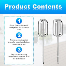 2pcs Hand Mixer Beaters Attachments for , Universal Stainless Steel Electric Hand Mixer Whisk Replacement