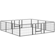 Koira- ja pentuaitaus, 12 modulaarista paneelia ja 2 sisäänkäyntiä, 80x1,5x60cm
