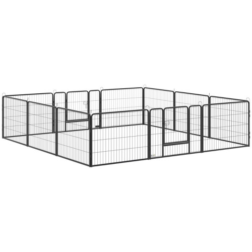 Box per cani e cuccioli con 12 pannelli modulari e 2 ingressi, 80x1,5x60 cm