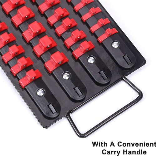 Portable 80Pcs Socket Organizer Tray 1/4-Inch 3/8-Inch 1/2-Inch Rail Rack Socket Holder with Handle Socket Storage Tool 2
