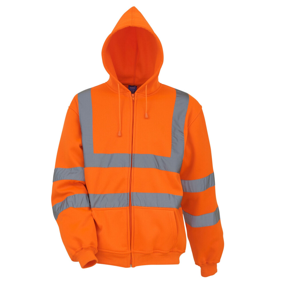 (3Xl, Orange) Yoko Unisex Adult Hi-Vis Safety Full Zip Hoodie 5063470521821