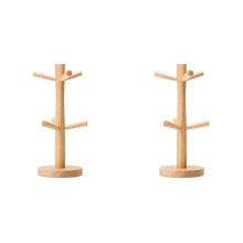 2X 6 Krokar Mugghållare Träd, Trä Mugghållare Mugg Trädhållare Rack Bordsskiva Hållare, Te Kaffe Mugg Mugg Krokar Mugg Cup Tree
