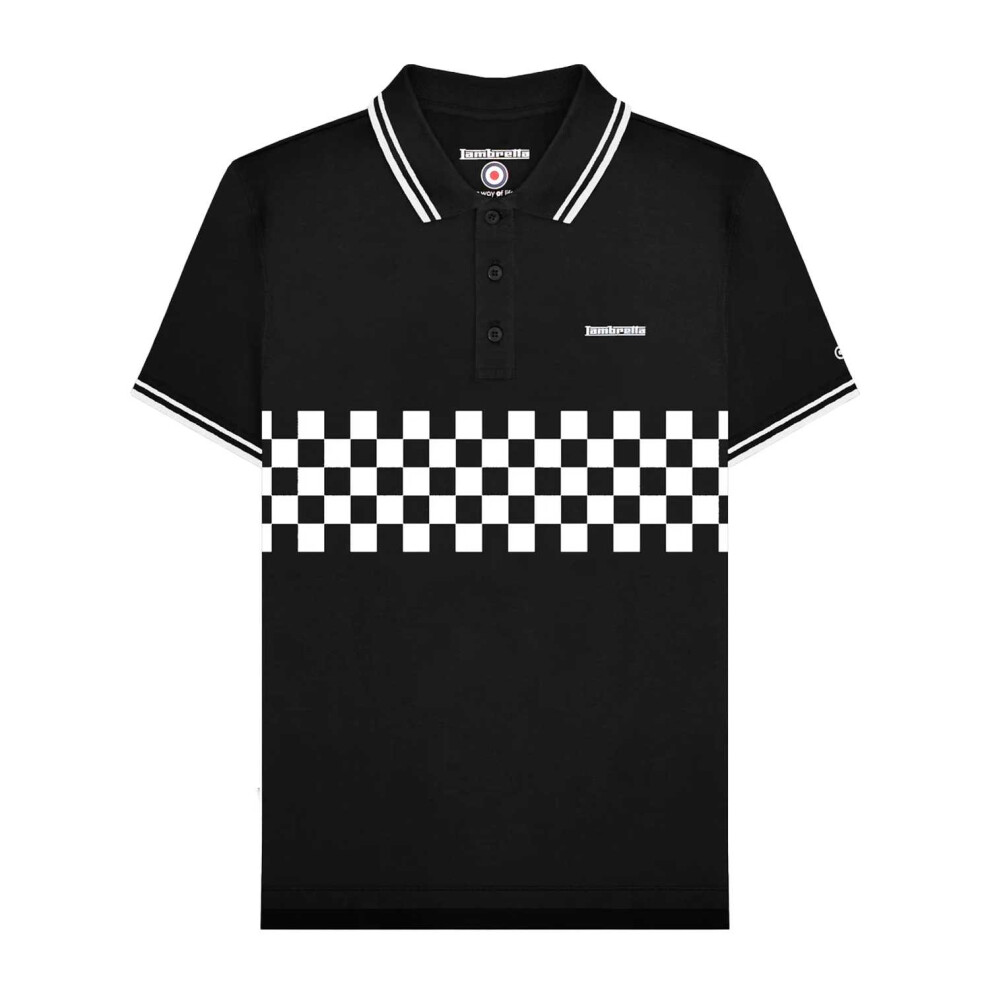 Lambretta (Xl, /White) Mens Ss25 Two Tone Tipped Polo Shirt Black