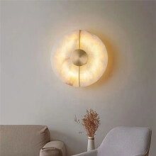 Modern Marble Wall Lamp Alabaster Moon Living Room Gold Copper Home Indoor Decoration LED Sconce Bedroom